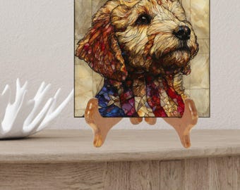 Goldendoodle USA Flag Patriotic Dog Ceramic Tile thumbnail 2