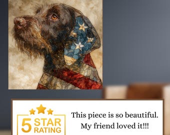 German Wirehaired Pointer USA Flag Patriotic Dog Ceramic Tile thumbnail 4