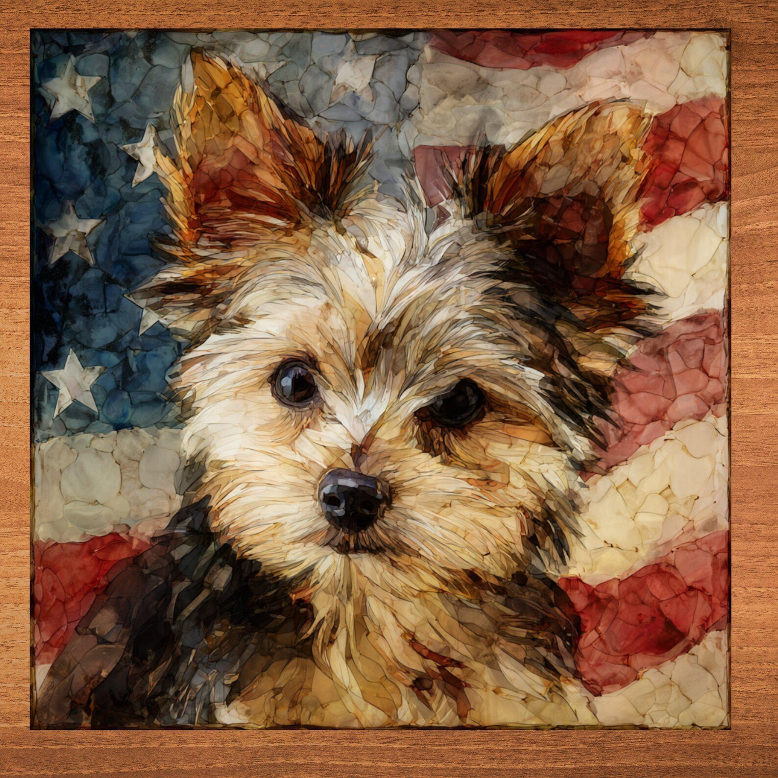 Yorkipoo USA Flag Patriotic Dog Ceramic Tile
