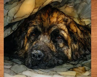 Leonberger Under the Blanket Ceramic Tile thumbnail 1