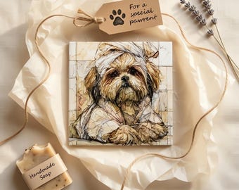 Lhasa Apso Spa Dog Ceramic Tile thumbnail 2