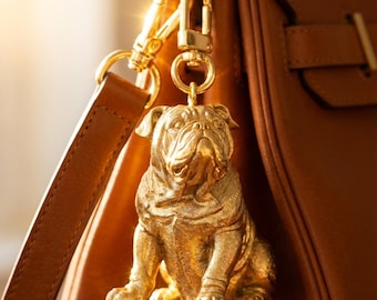English Bulldog Gold Dog Sculpture Bag Charm thumbnail 1