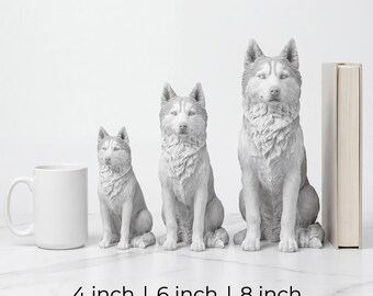 Siberian Husky Realistic Seated Dog Statue thumbnail 3