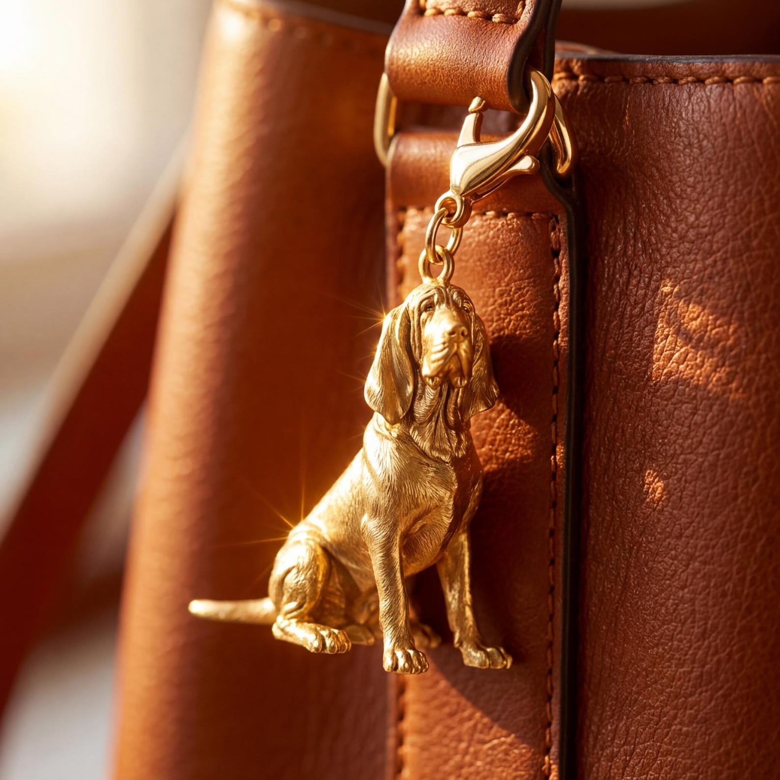 Bloodhound Gold Dog Sculpture Bag Charm