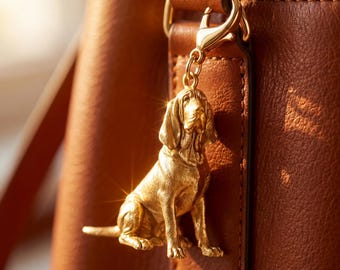 Bloodhound Gold Dog Sculpture Bag Charm thumbnail 1