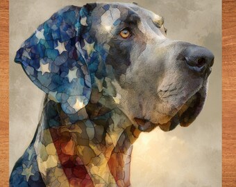 Great Dane USA Flag Patriotic Dog Ceramic Tile thumbnail 1