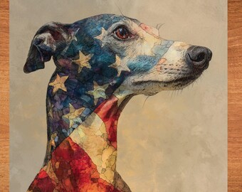 Whippet USA Flag Patriotic Dog Ceramic Tile thumbnail 1