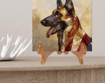 Belgian Malinois USA Flag Patriotic Dog Ceramic Tile thumbnail 2