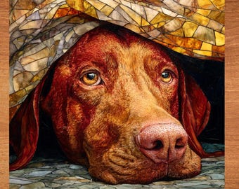 Vizsla Under the Blanket Ceramic Tile thumbnail 1