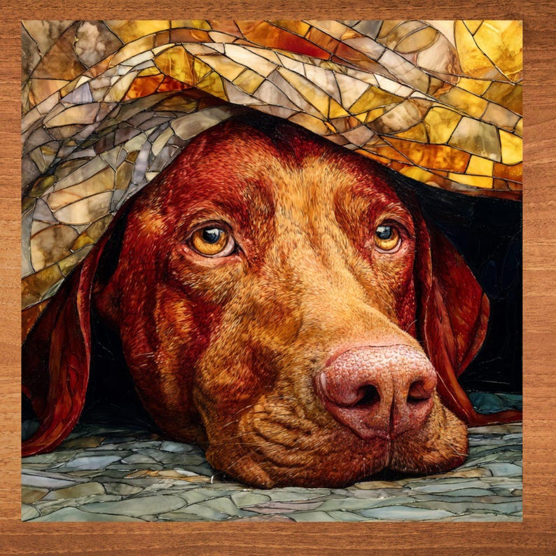 Vizsla Under the Blanket Ceramic Tile