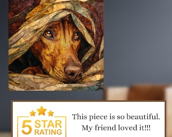 Rhodesian Ridgeback Under the Blanket Ceramic Tile thumbnail 3