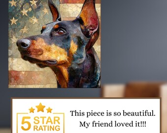 Doberman Pinscher USA Flag Patriotic Dog Ceramic Tile thumbnail 4