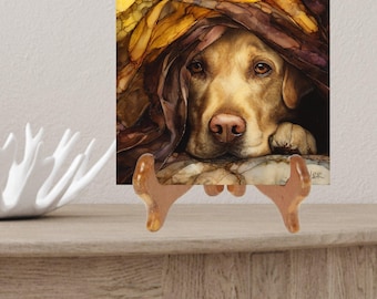 Labrador Retriever Under the Blanket Ceramic Tile thumbnail 2