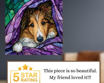 Shetland Sheepdog Under the Blanket Ceramic Tile thumbnail 4