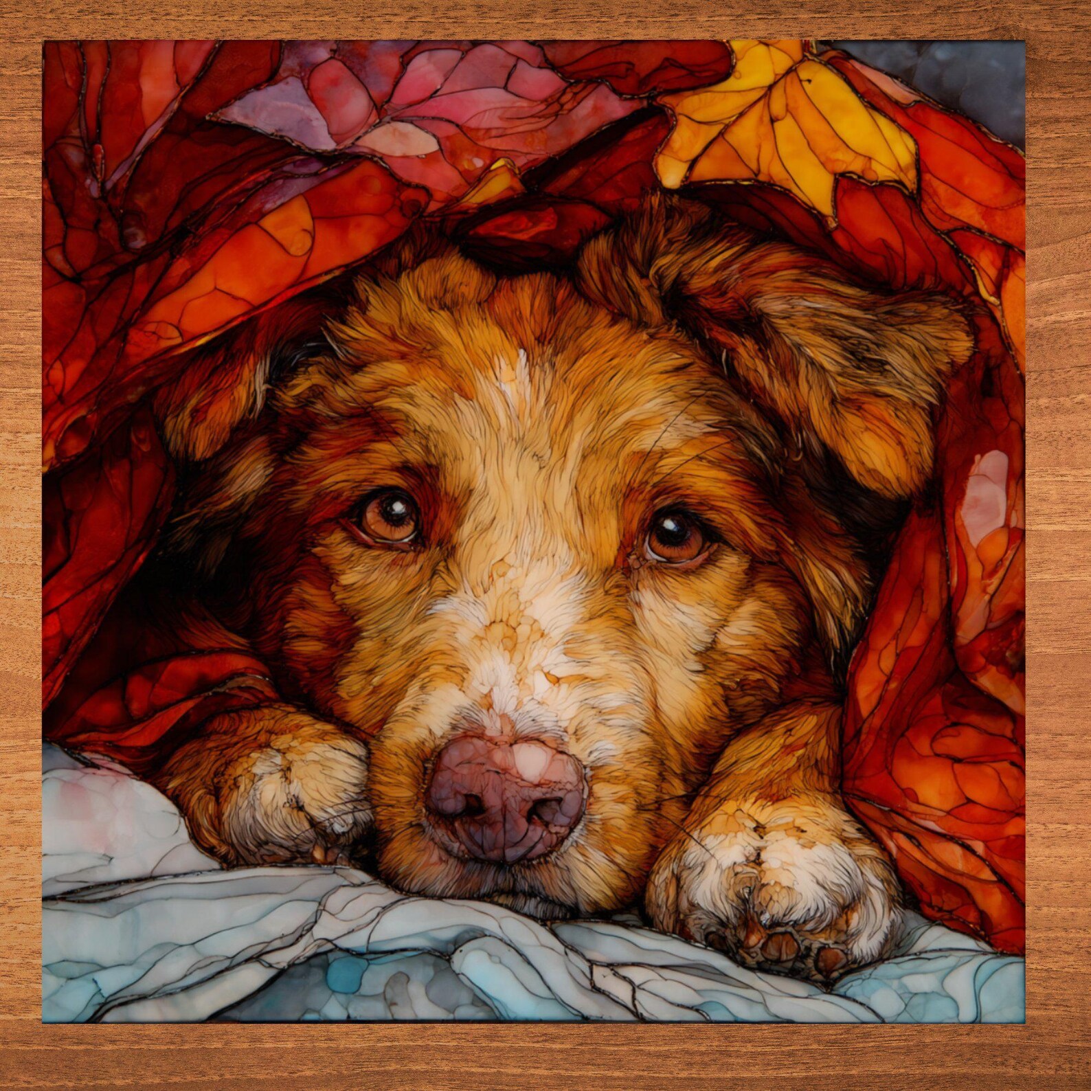 Nova Scotia Duck Tolling Retriever Under the Blanket Ceramic Tile