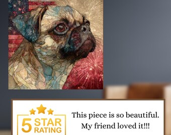 Puggle USA Flag Patriotic Dog Ceramic Tile thumbnail 4