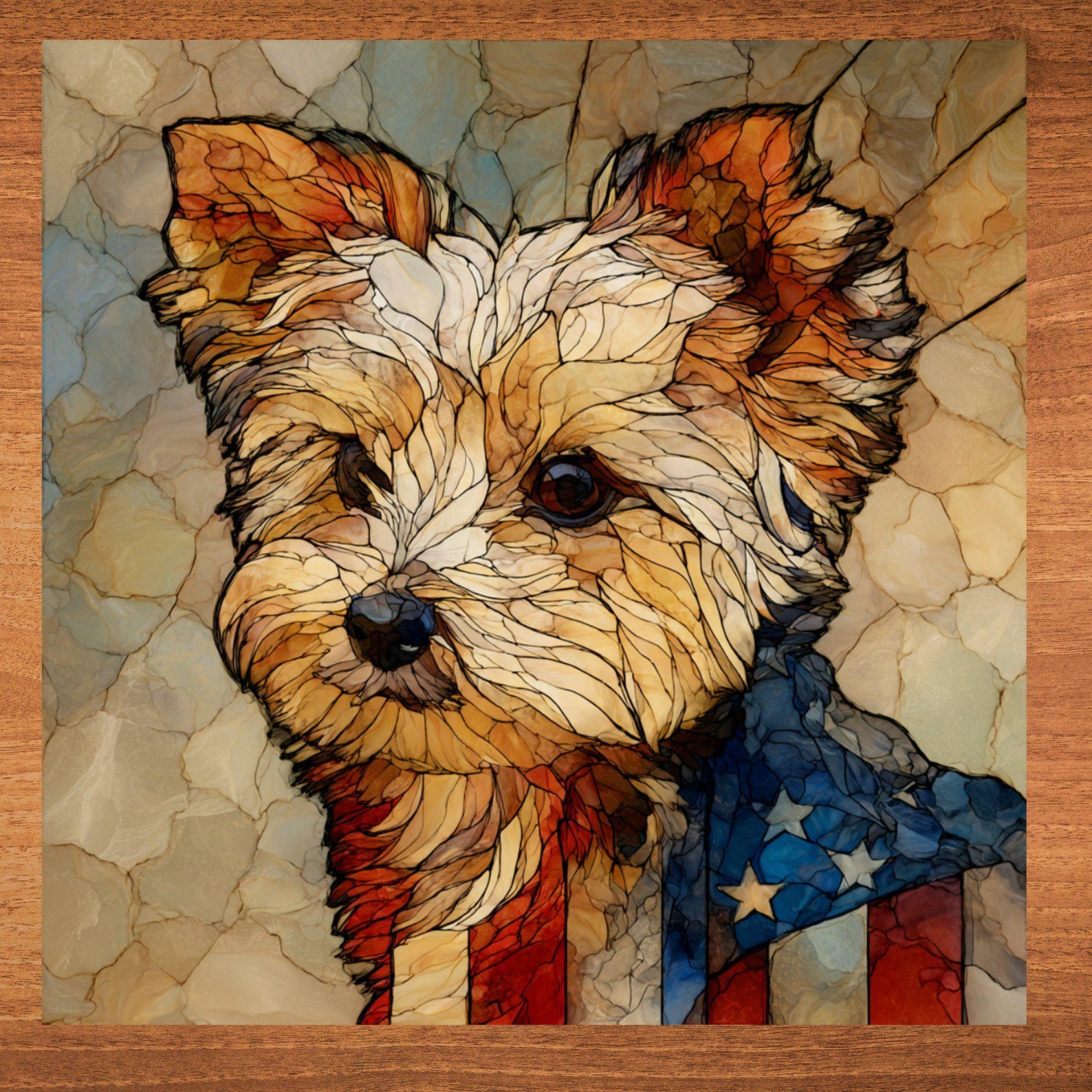 Morkie USA Flag Patriotic Dog Ceramic Tile
