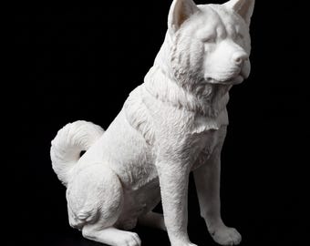 Akita Realistic Seated Dog Statue thumbnail 2