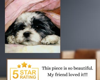 Shih Tzu Under the Blanket Ceramic Tile thumbnail 3