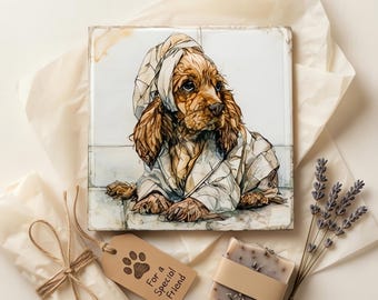 English Cocker Spaniel Spa Dog Ceramic Tile thumbnail 2