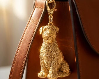 Wheaten Terrier Gold Dog Sculpture Bag Charm thumbnail 1