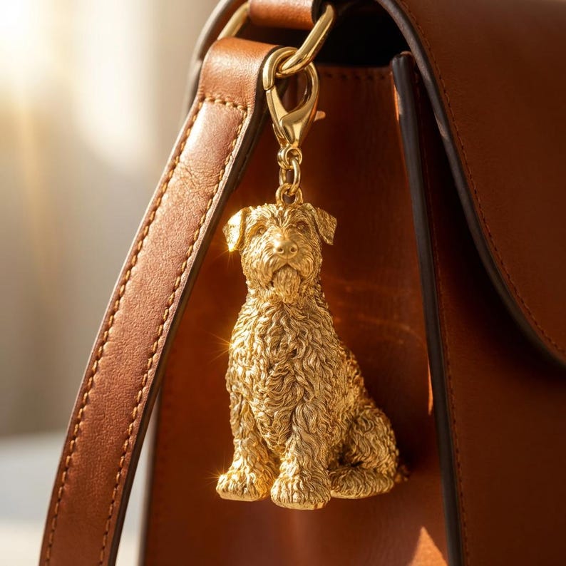 Wheaten Terrier Gold Dog Sculpture Bag Charm