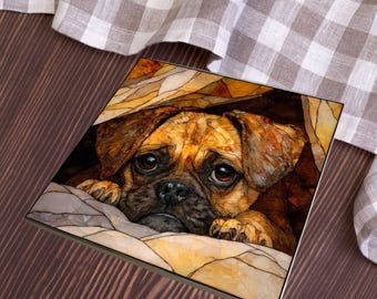 Puggle Under the Blanket Ceramic Tile thumbnail 4