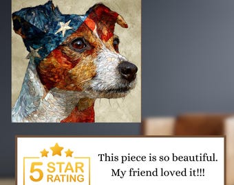 Jack Russell Terrier USA Flag Patriotic Dog Ceramic Tile thumbnail 4