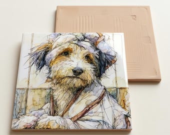 Aussiedoodle Spa Dog Ceramic Tile thumbnail 3