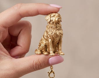 Bernese Mountain Dog Gold Dog Sculpture Bag Charm thumbnail 4