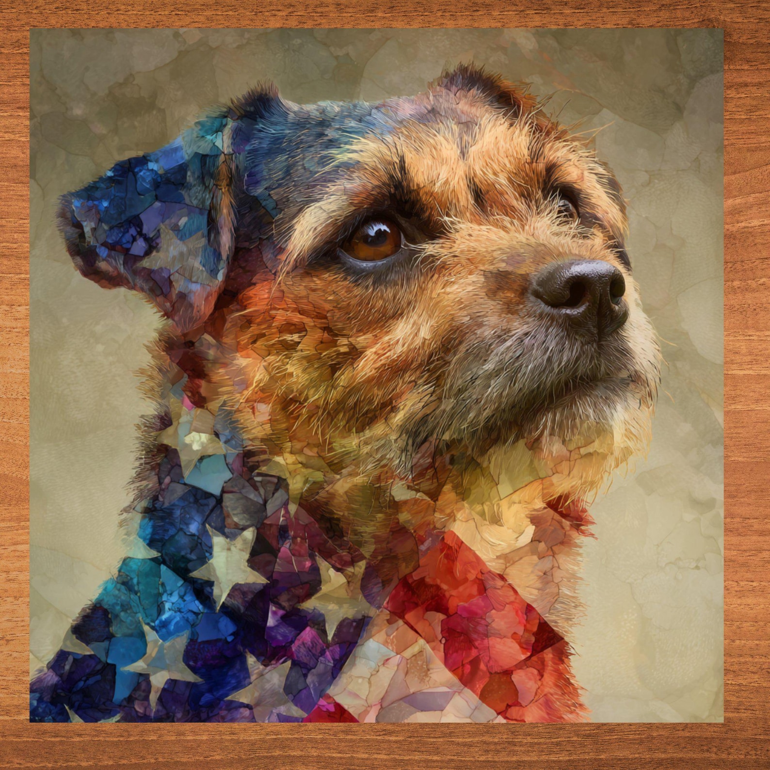 Border Terrier USA Flag Patriotic Dog Ceramic Tile