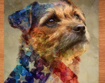 Border Terrier USA Flag Patriotic Dog Ceramic Tile thumbnail 1