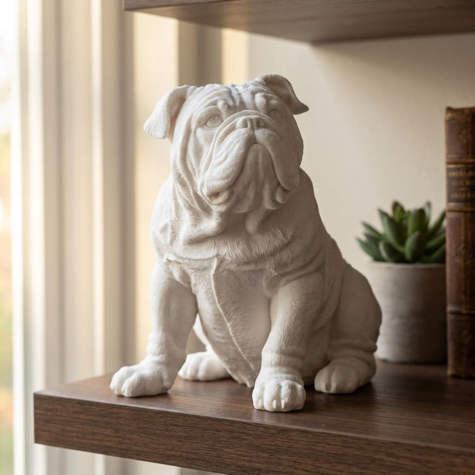 English Bulldog Realistic Seated Dog Statue