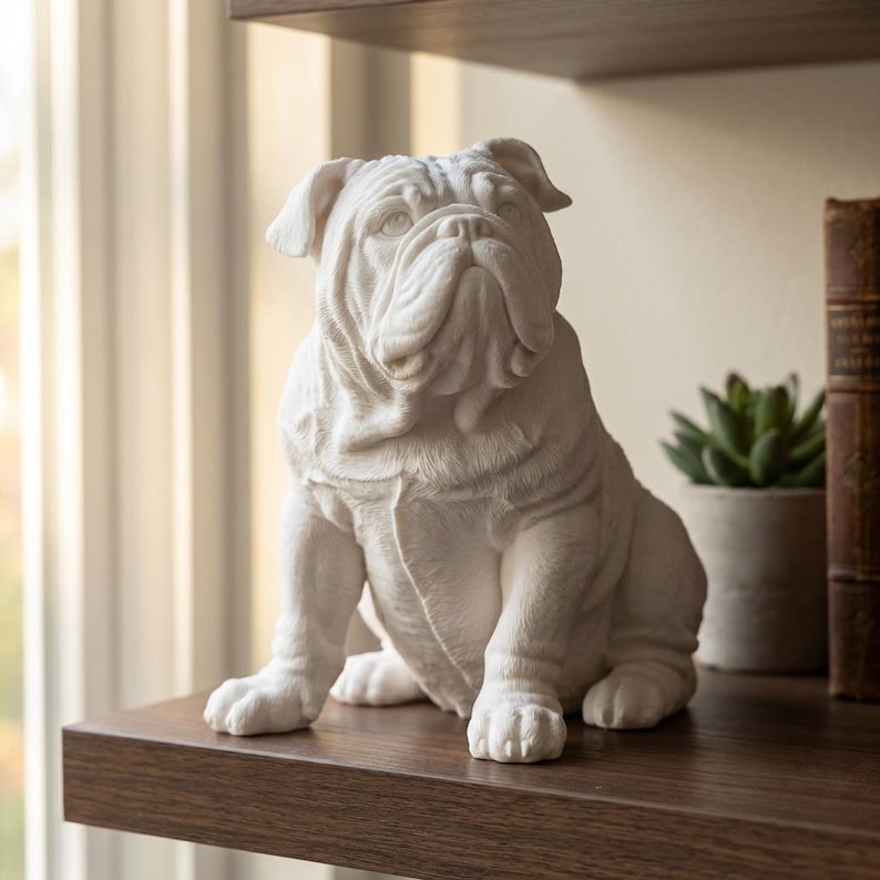 English Bulldog Realistic Seated Dog Statue