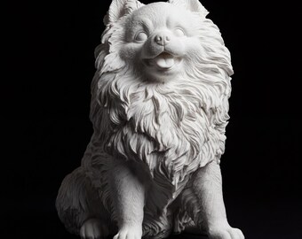 Pomeranian Realistic Seated Dog Statue thumbnail 2