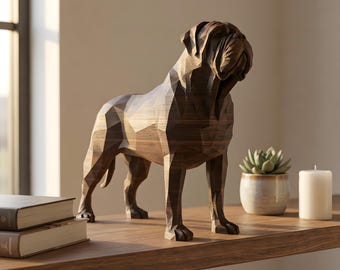 Bullmastiff Low-Poly Geometric Dog Statue thumbnail 4