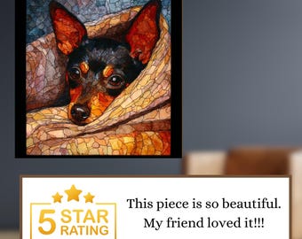Miniature Pinscher Under the Blanket Ceramic Tile thumbnail 3