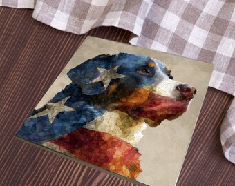 Greater Swiss Mountain Dog USA Flag Patriotic Dog Ceramic Tile thumbnail 3