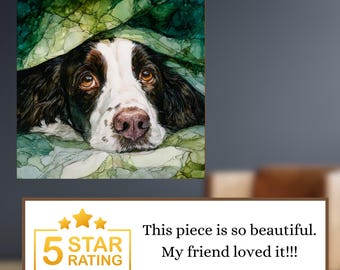 English Springer Spaniel Under the Blanket Ceramic Tile thumbnail 3