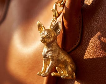 Chihuahua Gold Dog Sculpture Bag Charm thumbnail 1
