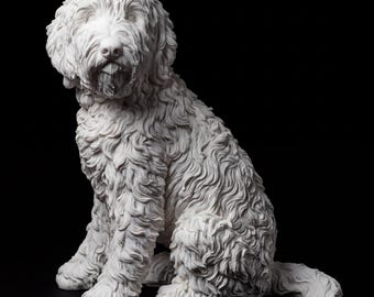 Sheepadoodle Realistic Seated Dog Statue thumbnail 2