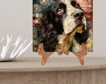 English Springer Spaniel USA Flag Patriotic Dog Ceramic Tile thumbnail 2