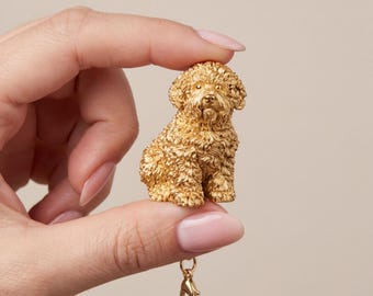 Bichon Frise Gold Dog Sculpture Bag Charm thumbnail 4
