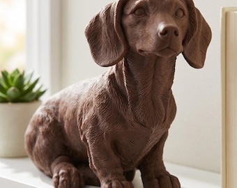 Dachshund Realistic Seated Dog Statue thumbnail 1