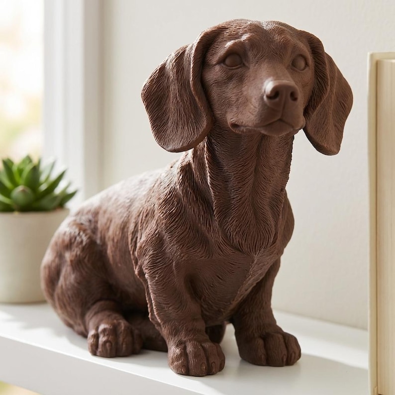 Dachshund Realistic Seated Dog Statue