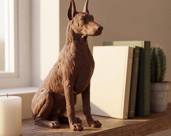 Doberman Pinscher Realistic Seated Dog Statue thumbnail 4