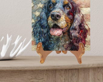 Cocker Spaniel USA Flag Patriotic Dog Ceramic Tile thumbnail 2