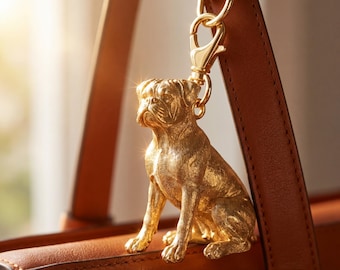 Boxer Gold Dog Sculpture Bag Charm thumbnail 1