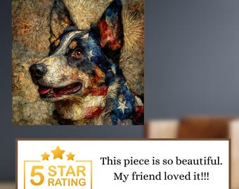 Dorgi USA Flag Patriotic Dog Ceramic Tile thumbnail 4