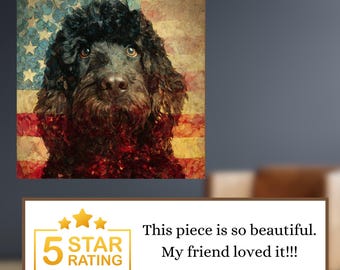Portuguese Water Dog USA Flag Patriotic Dog Ceramic Tile thumbnail 4